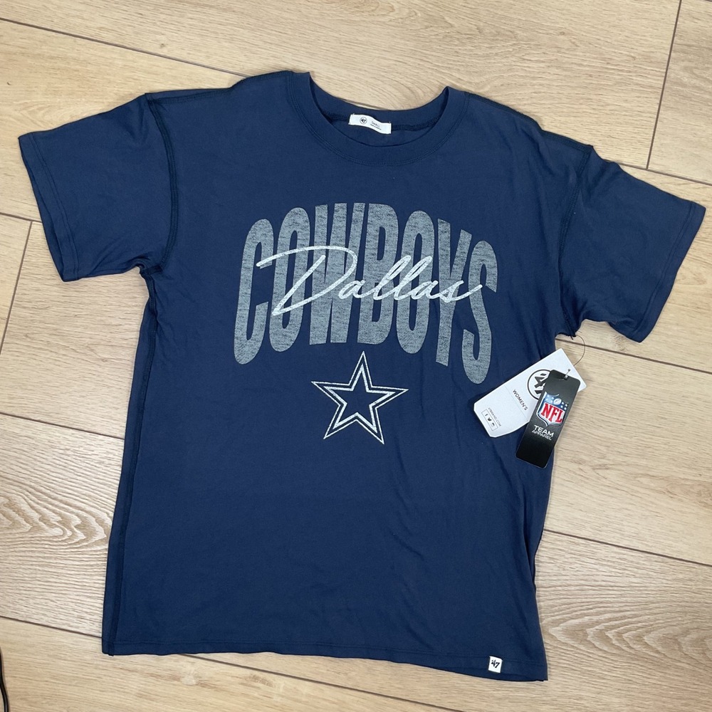 Dallas Cowboys '47 NFL Women's Atlas Blue Graphic T-Shirt Top - Size Small‎